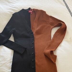 STAUD Black and Brown Women's Sweater Dress